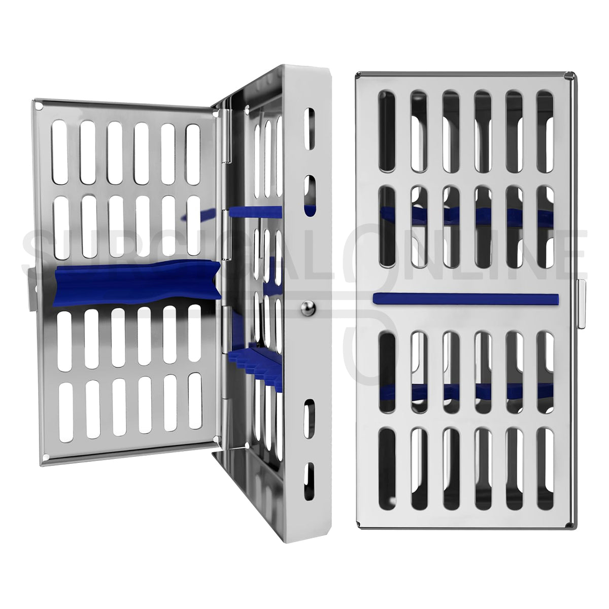 7 Instruments Sterilization Cassette Tray 7.25″ x 3.25″ W/Rubber Inserts