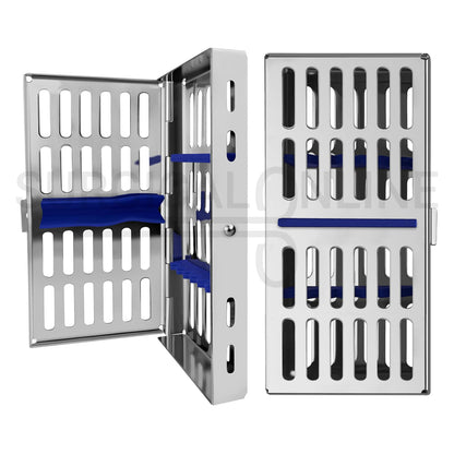 7 Instruments Sterilization Cassette Tray 7.25″ x 3.25″ W/Rubber Inserts
