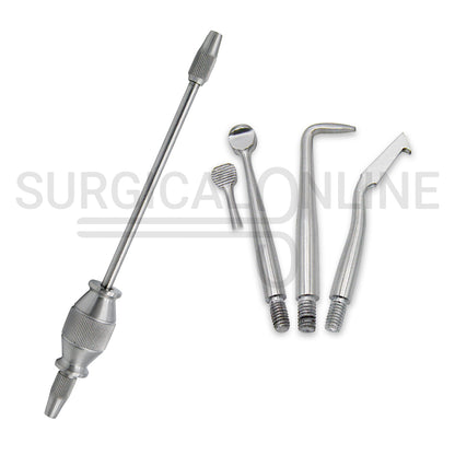 Manual Crown Remover 7.5″ Double Ended With 3 Attachment Tips Set