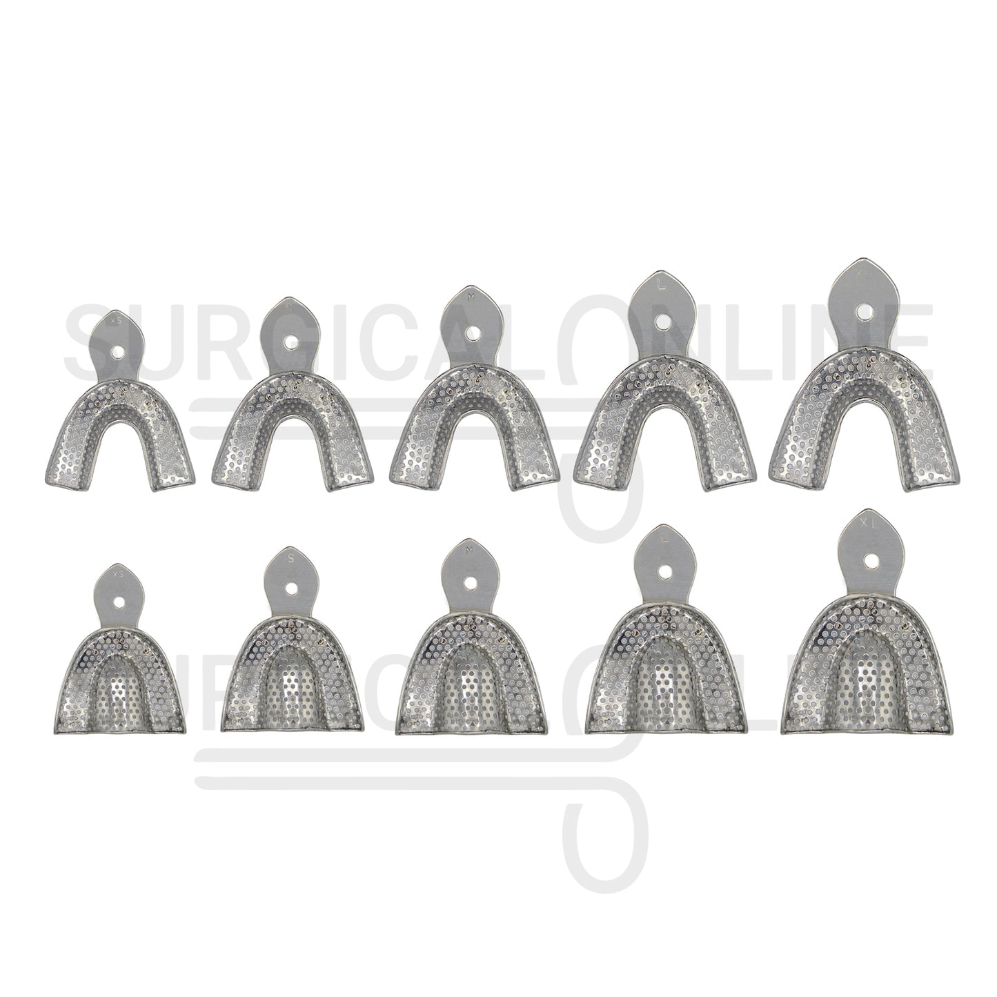 10 Dental Impression Trays Perforated XS, S, M, L & XL