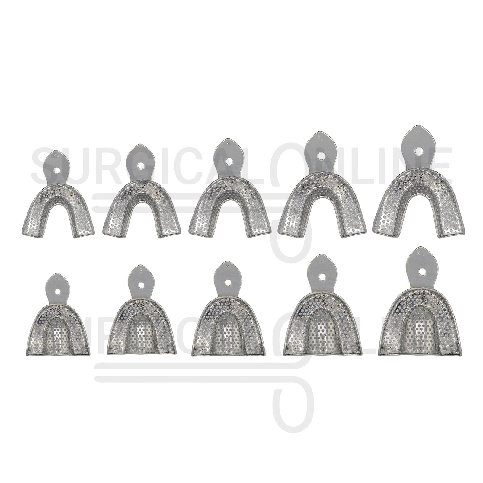 10 Dental Impression Trays Perforated XS, S, M, L & XL