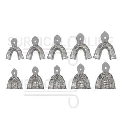 10 Dental Impression Trays Perforated XS, S, M, L & XL
