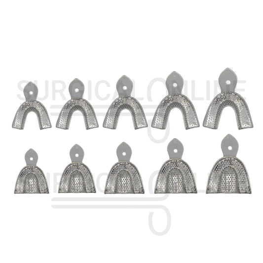 10 Dental Impression Trays Perforated XS, S, M, L & XL