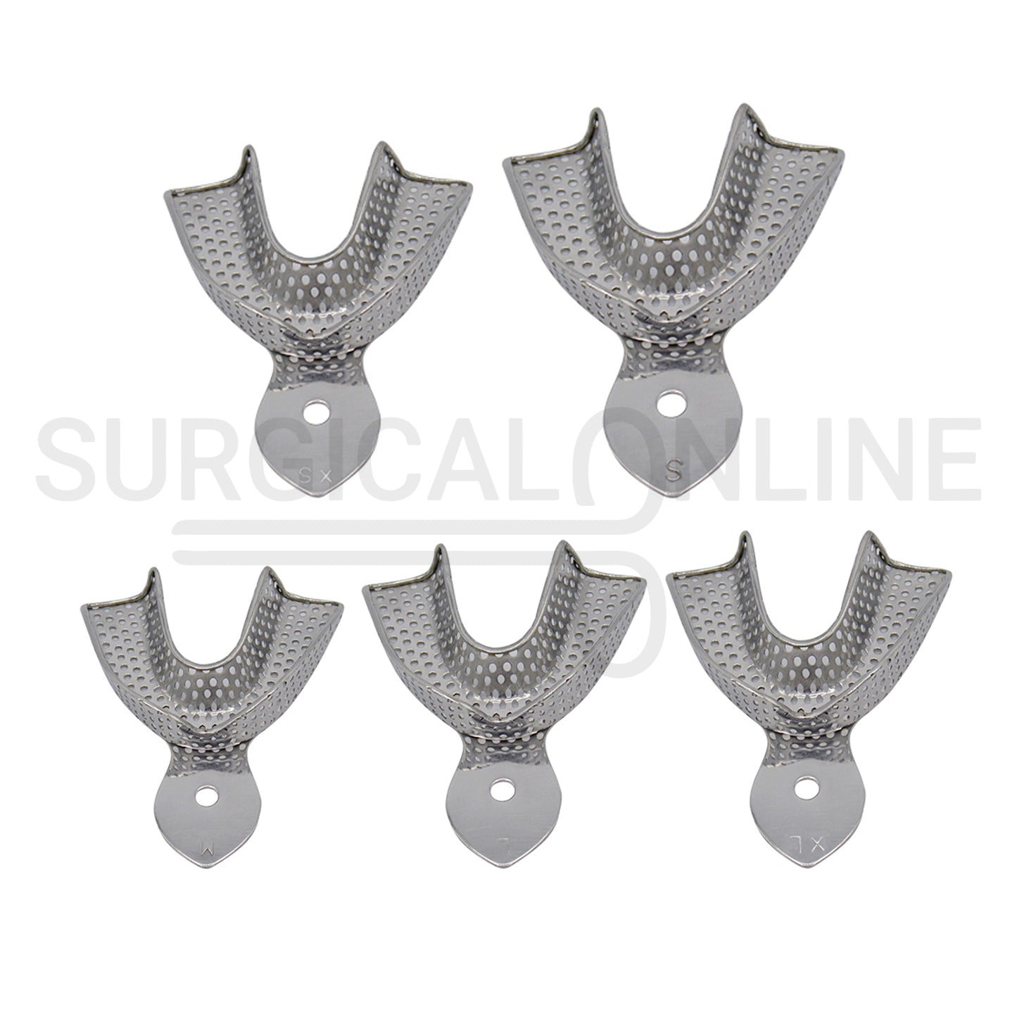 10 Dental Impression Trays Perforated XS, S, M, L & XL