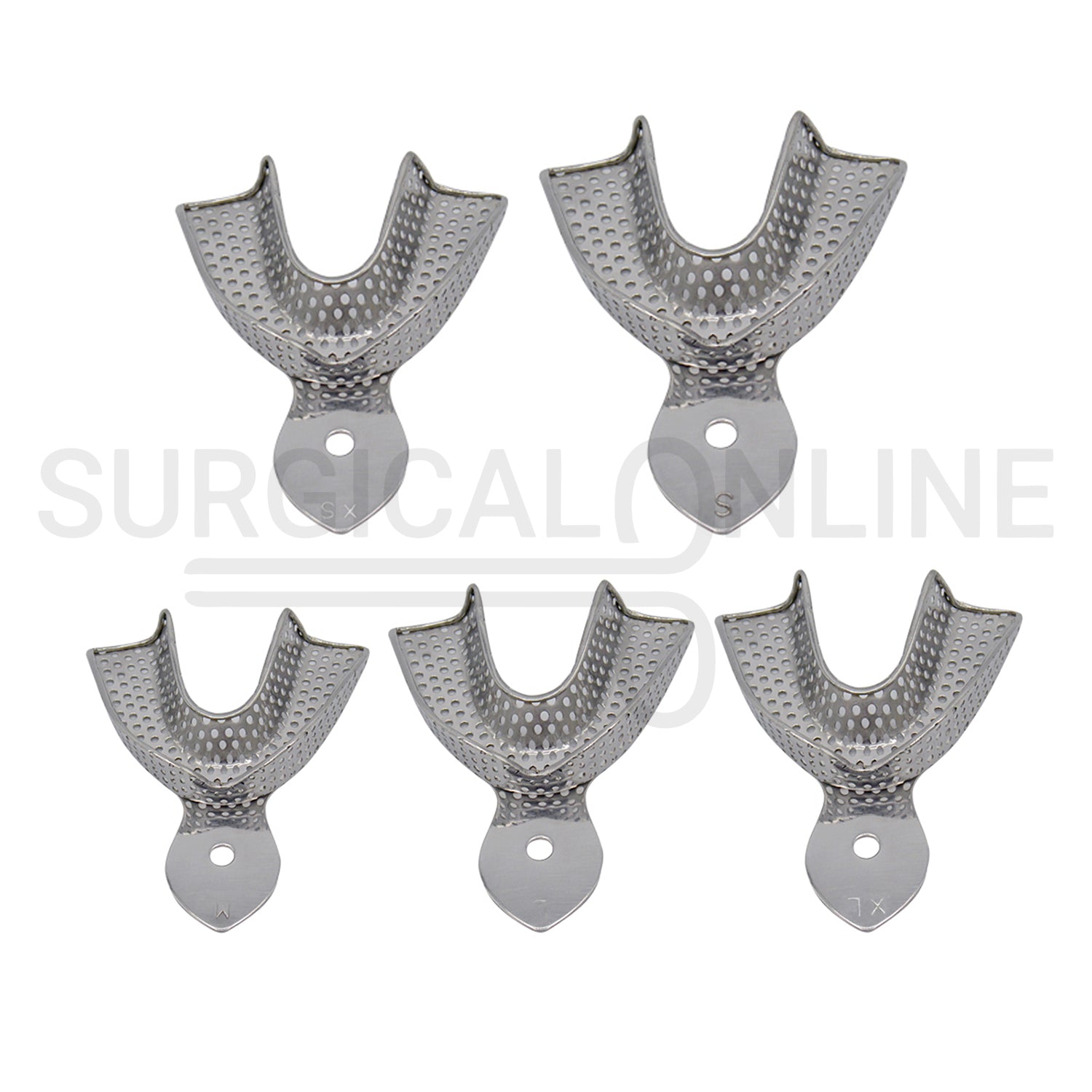 10 Dental Impression Trays Perforated XS, S, M, L & XL