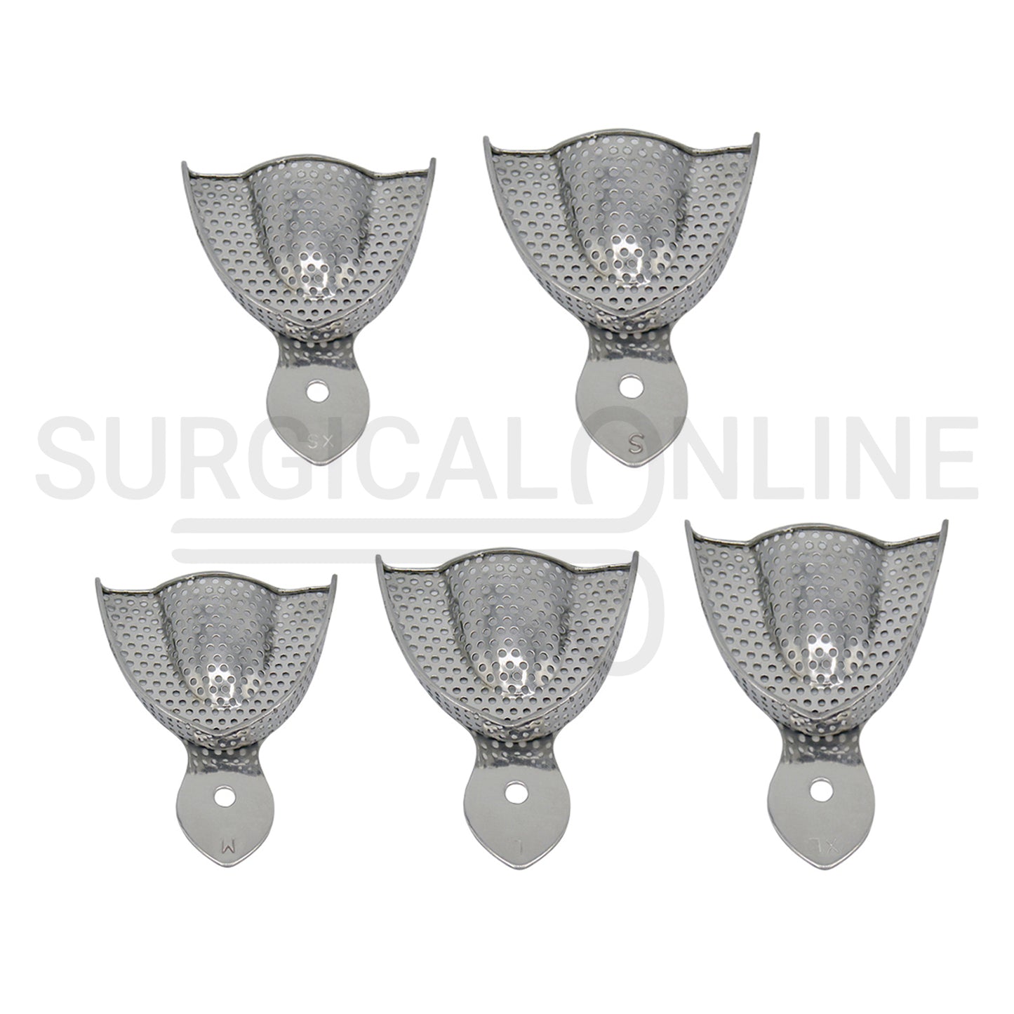 10 Dental Impression Trays Perforated XS, S, M, L & XL