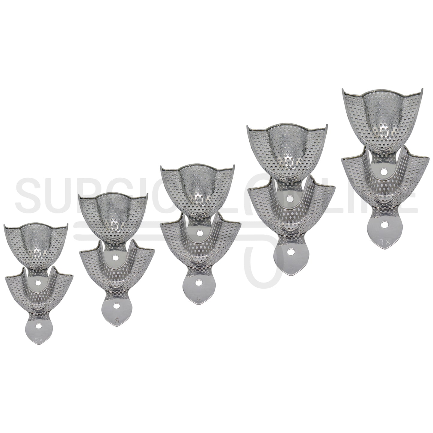10 Dental Impression Trays Perforated XS, S, M, L & XL