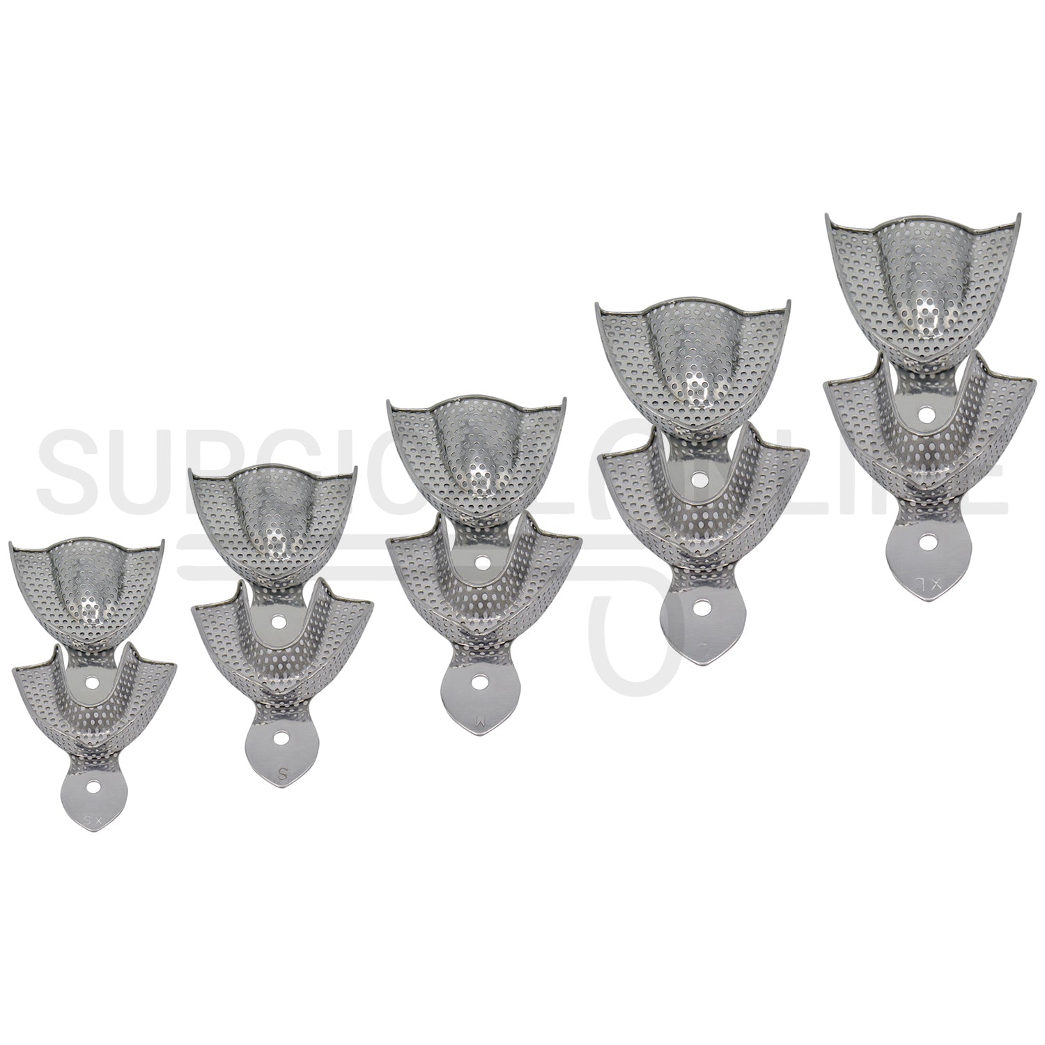 10 Dental Impression Trays Perforated XS, S, M, L & XL