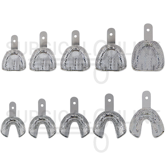 10 Edentulous Dental Impression Trays Perforated