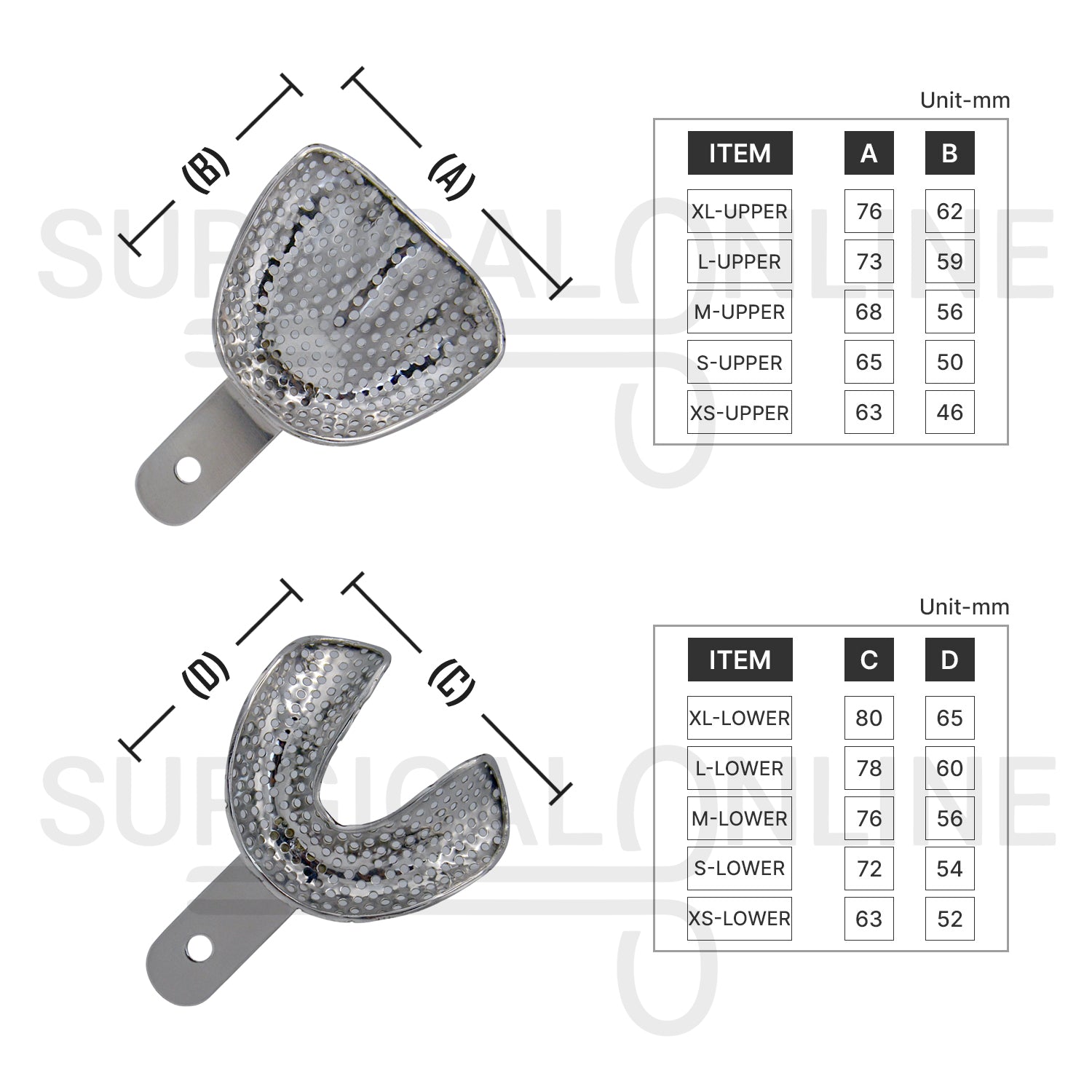 10 Edentulous Dental Impression Trays Perforated