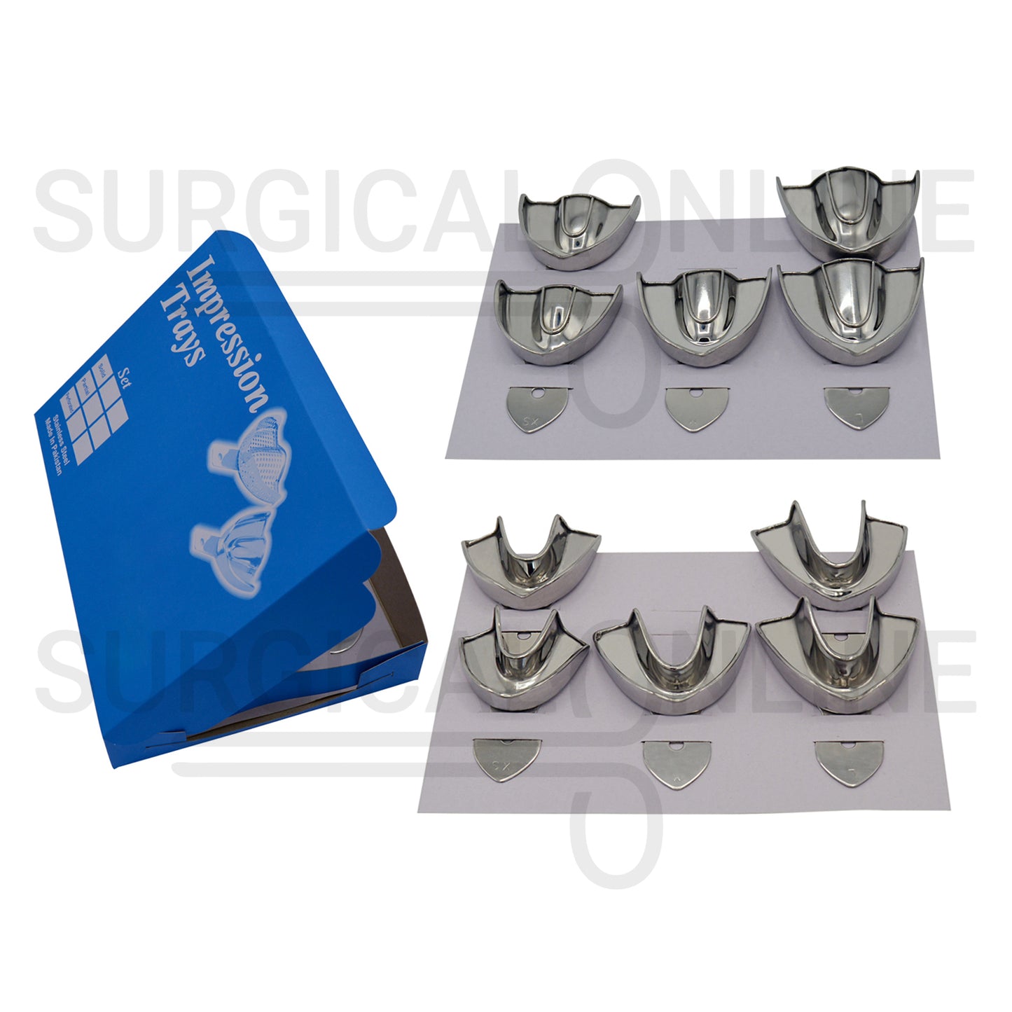 10 Dental Impression Tray Set Solid XS, S, M, L & XL