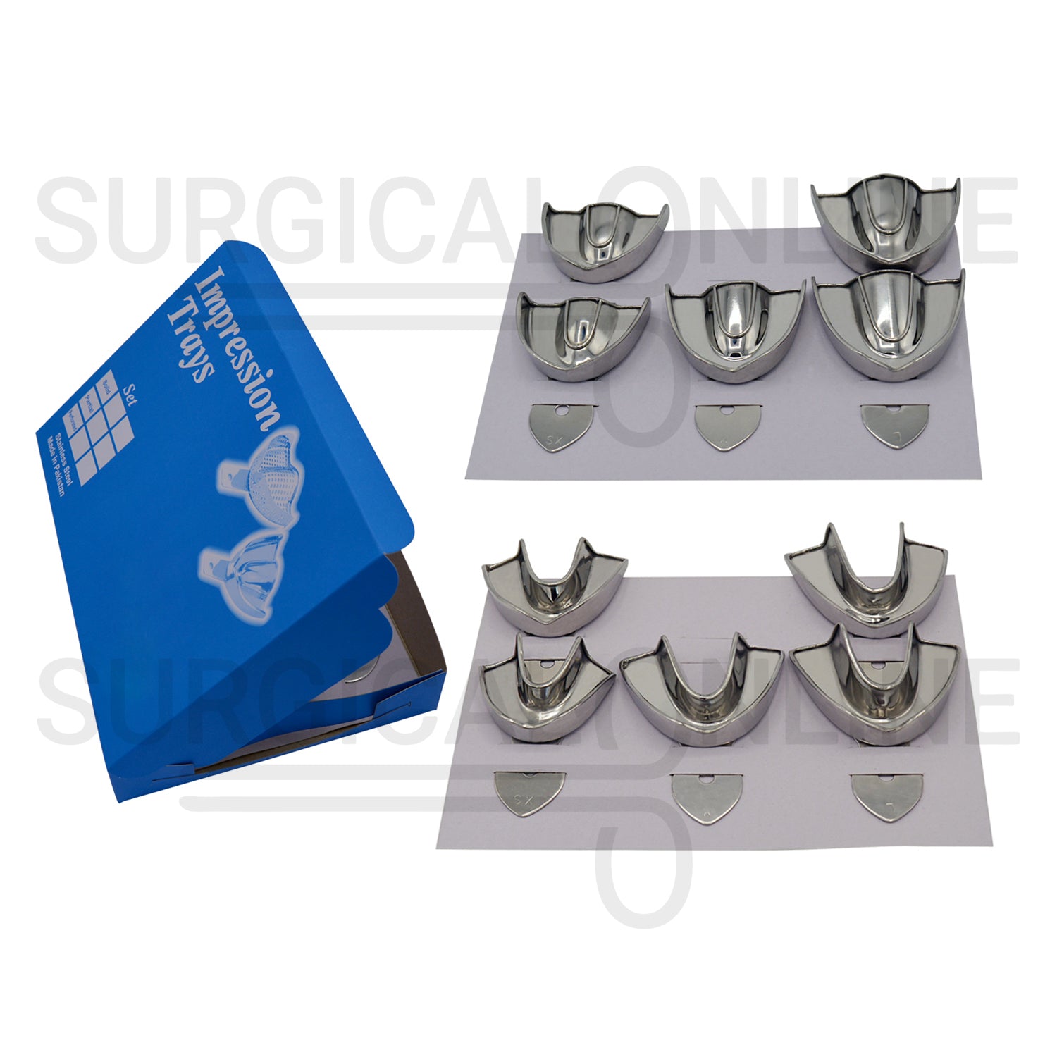 10 Dental Impression Tray Set Solid XS, S, M, L & XL