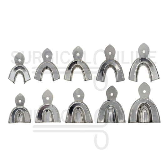 10 Dental Impression Tray Set Solid XS, S, M, L & XL