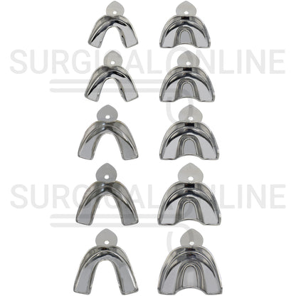 10 Dental Impression Tray Set Solid XS, S, M, L & XL