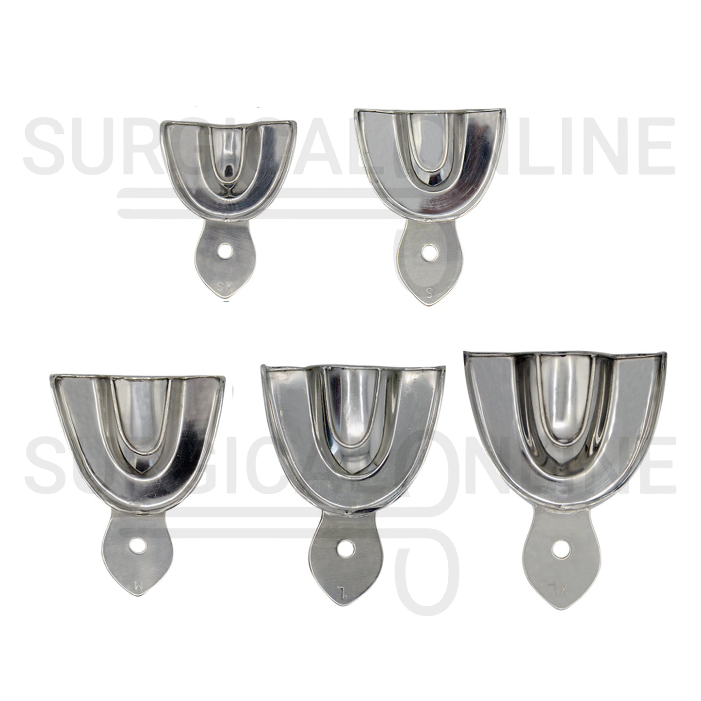 10 Dental Impression Tray Set Solid XS, S, M, L & XL