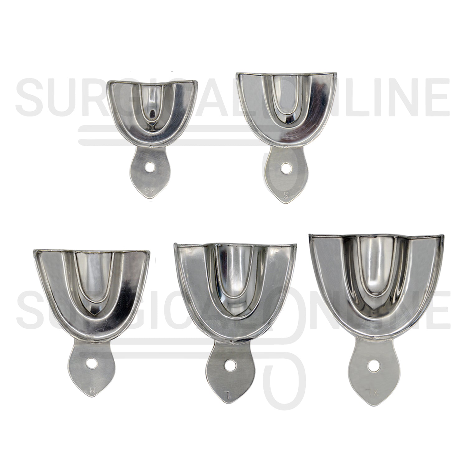 10 Dental Impression Tray Set Solid XS, S, M, L & XL