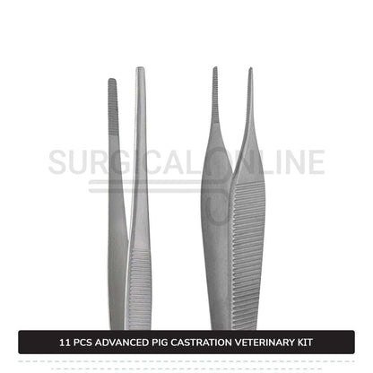 11 Pcs Advanced Pig Castration Kit Stainless Steel Surgical Veterinary Instruments Set with FREE Carrying Case