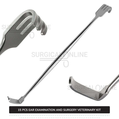15 Pcs Ear Examination And Surgery Kit Stainless Steel Veterinary Instruments Set with ???? Surgical Scalpel Blades