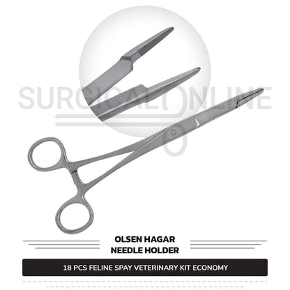 18 Pcs Feline Spay Kit Economy Stainless Steel Surgical Neuter Pack Veterinary Instruments Set with ???? Blades