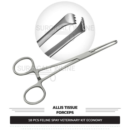 18 Pcs Feline Spay Kit Economy Stainless Steel Surgical Neuter Pack Veterinary Instruments Set with ???? Blades