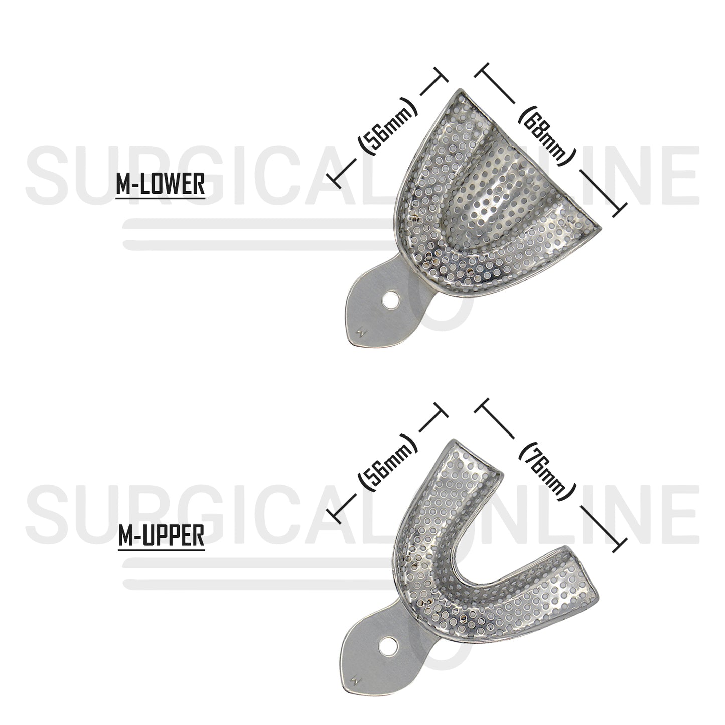2 Dental Impression Trays Perforated M Upper & Lower