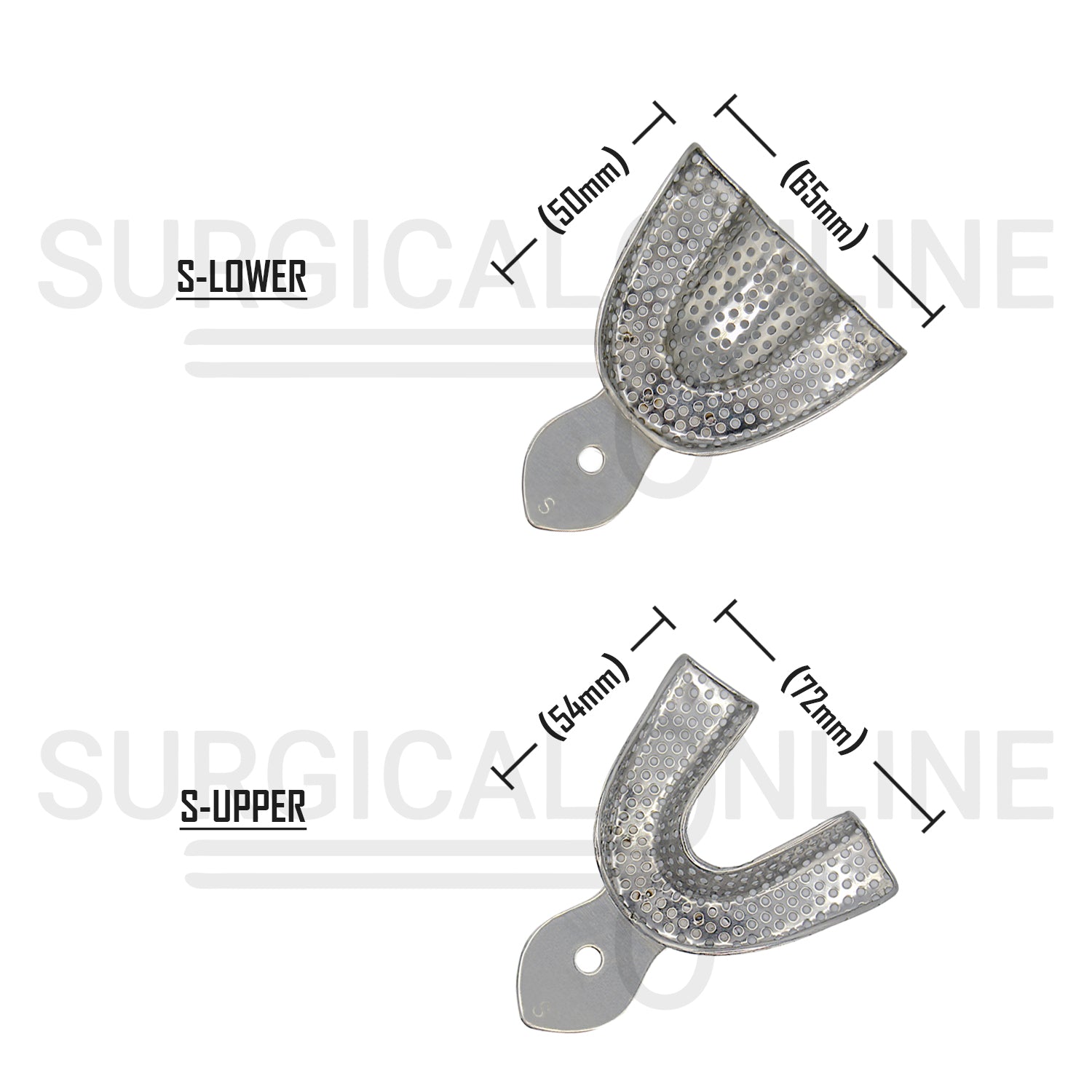 2 Dental Impression Trays Perforated S Upper & Lower