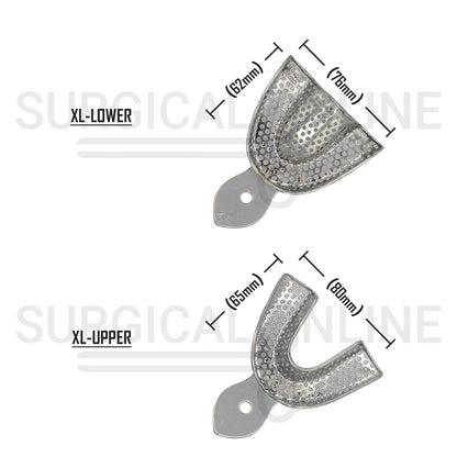 2 Dental Impression Trays Perforated XL Upper & Lower
