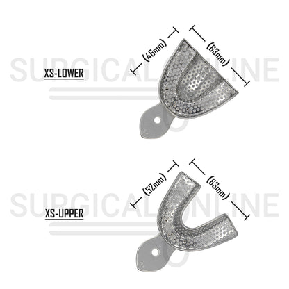 2 Dental Impression Trays Perforated XS Upper & Lower