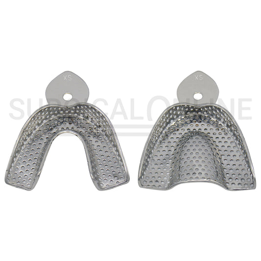 2 Dental Impression Trays Perforated XS Upper & Lower