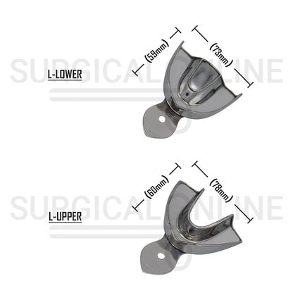 2 Dental Metal Impression Trays Large Upper Lower - Solid