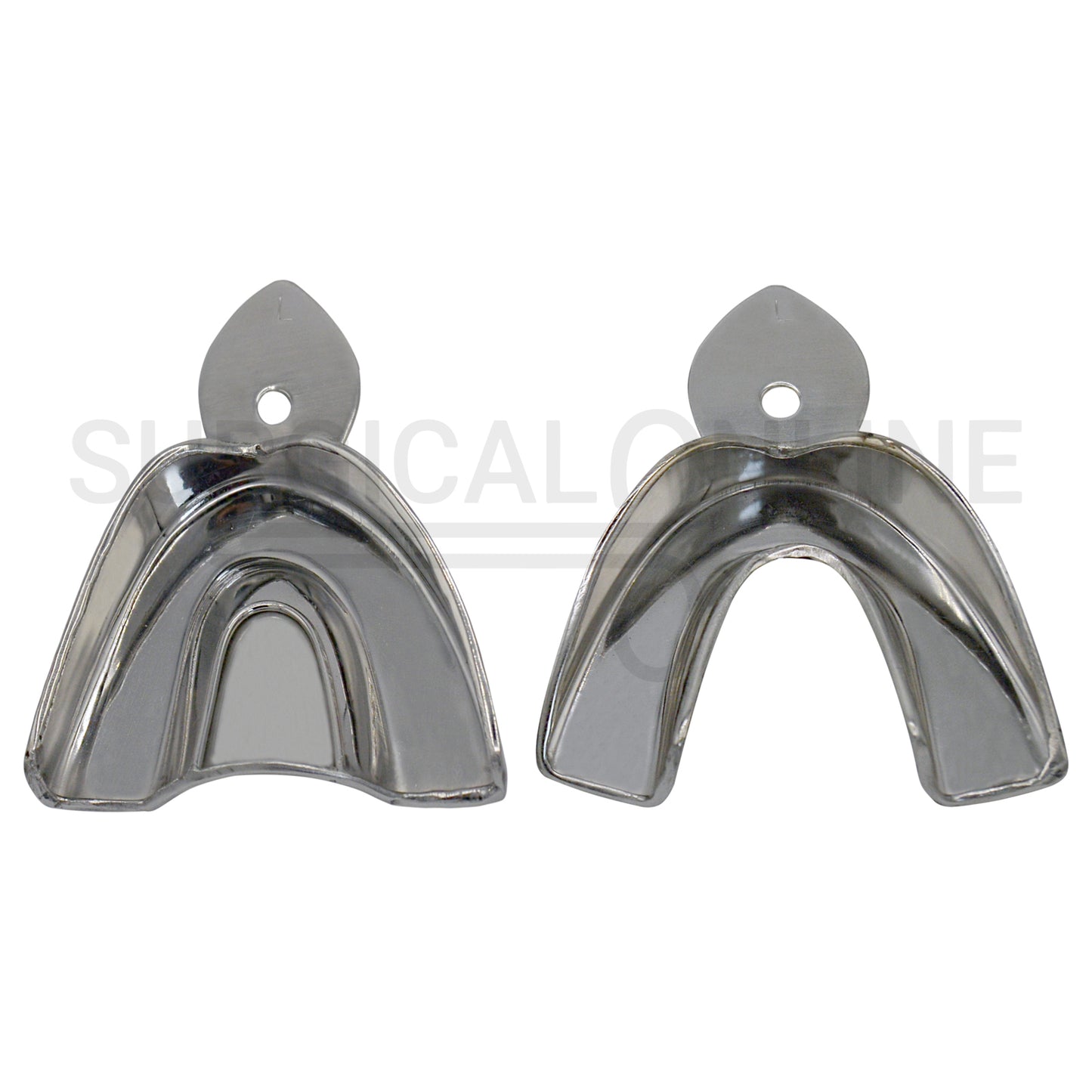 2 Dental Metal Impression Trays Large Upper Lower - Solid
