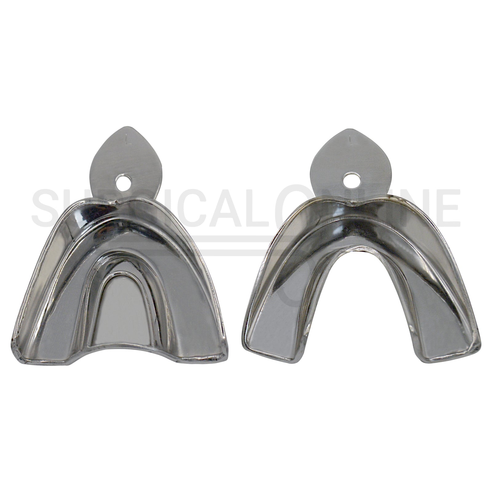 2 Dental Metal Impression Trays Large Upper Lower - Solid