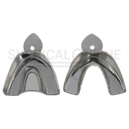 2 Dental Metal Impression Trays Large Upper Lower - Solid