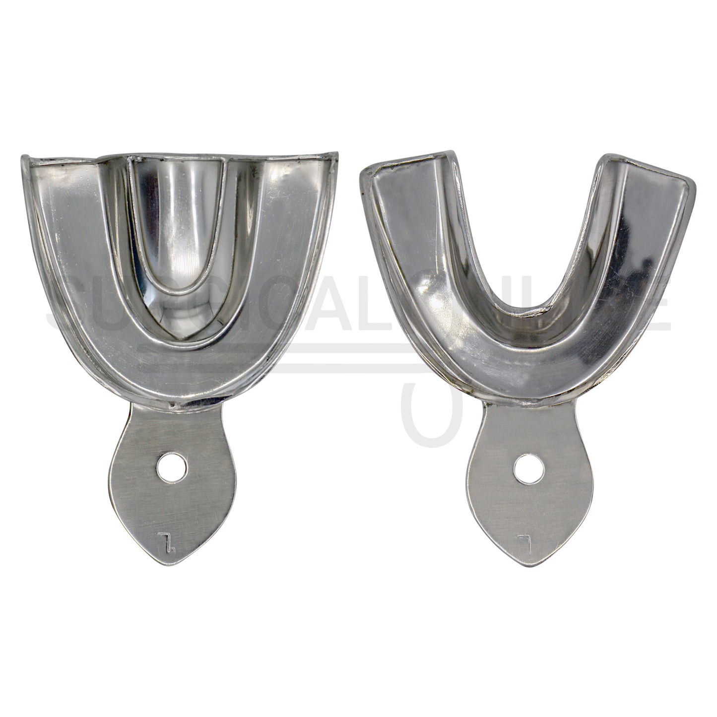 2 Dental Metal Impression Trays Large Upper Lower - Solid
