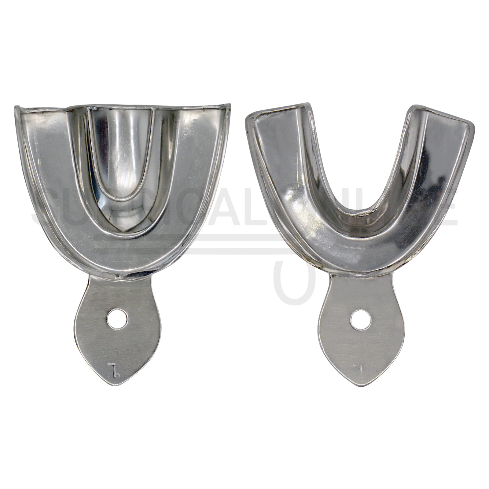 2 Dental Metal Impression Trays Large Upper Lower - Solid