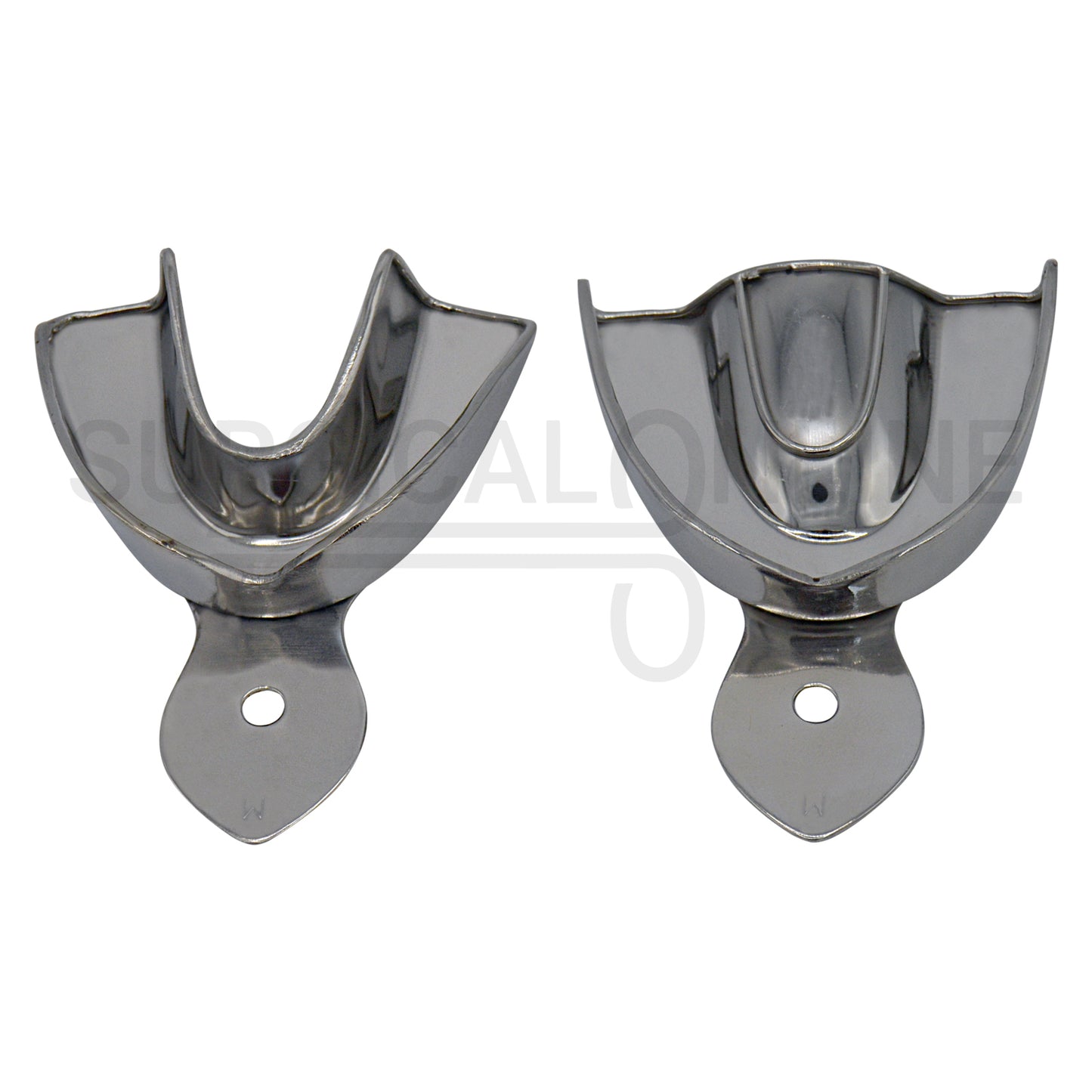 2 Dental Metal Impression Trays Medium Upper Lower - Solid 