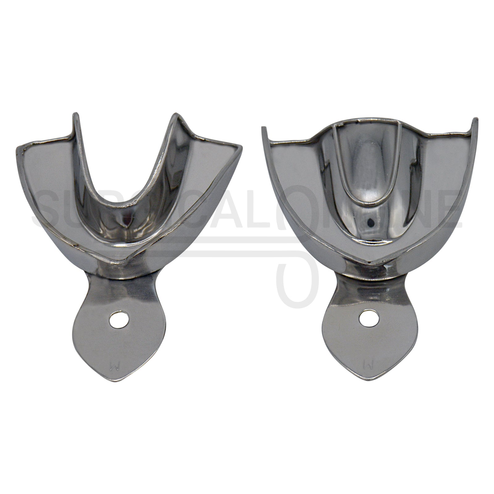 2 Dental Metal Impression Trays Medium Upper Lower - Solid 