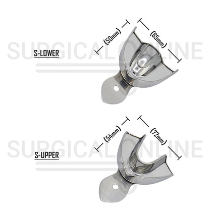 2 Dental Metal Impression Trays Small Upper Lower - Solid 