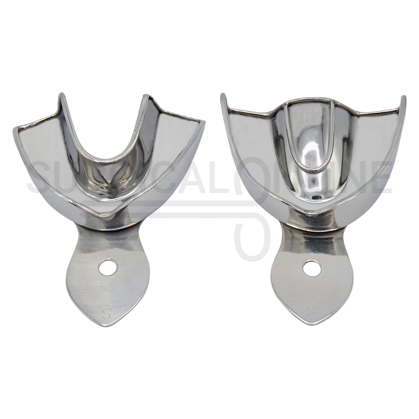 2 Dental Metal Impression Trays Small Upper Lower - Solid 