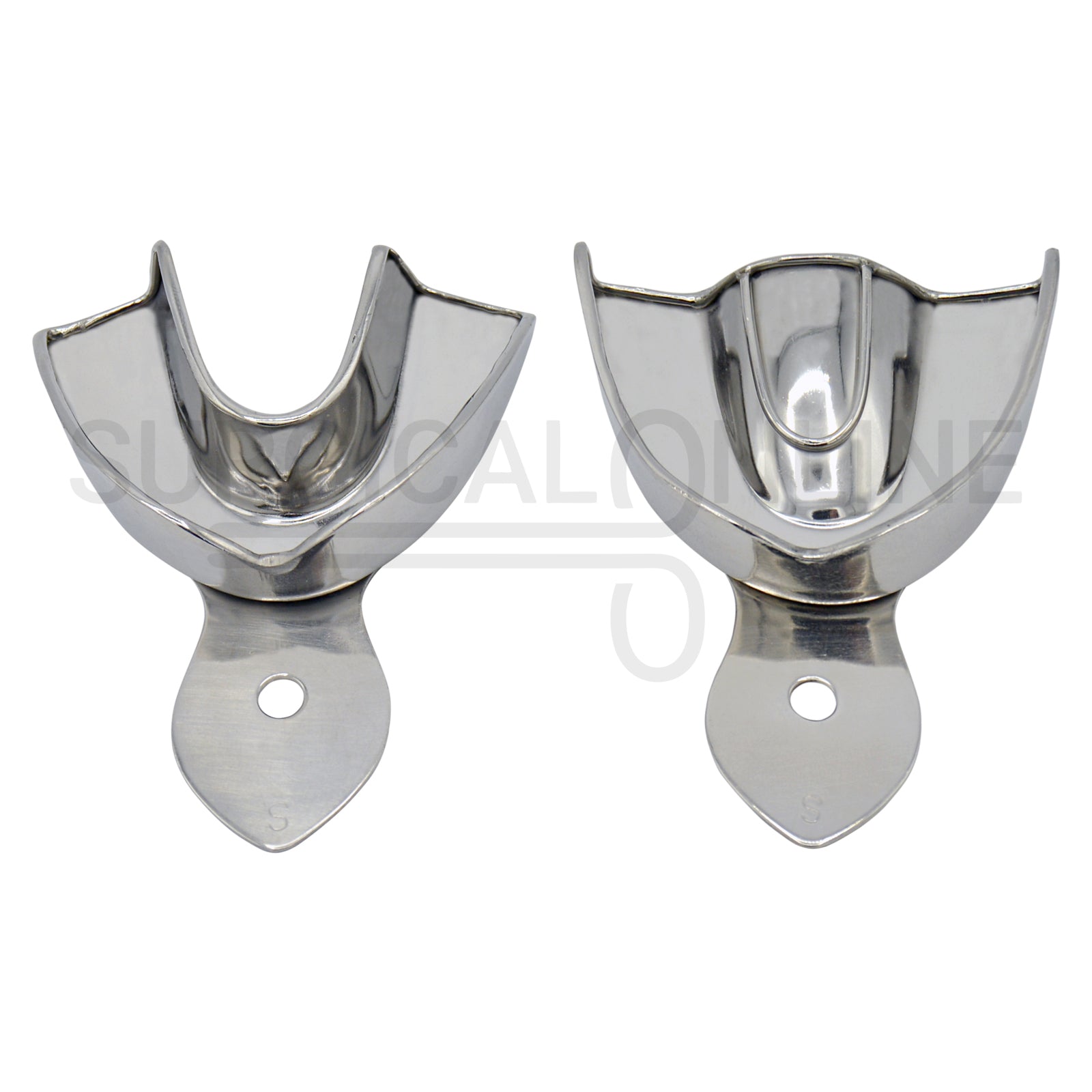 2 Dental Metal Impression Trays Small Upper Lower - Solid 