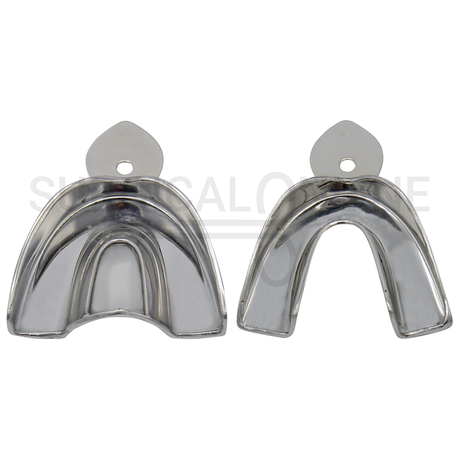 2 Dental Metal Impression Trays X-Large Upper Lower - Solid