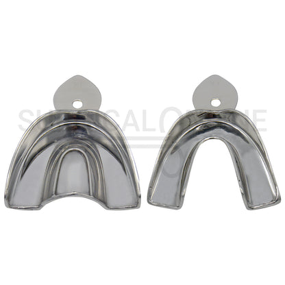 2 Dental Metal Impression Trays X-Large Upper Lower - Solid