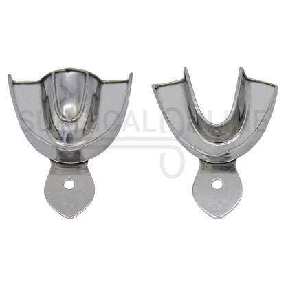 2 Dental Metal Impression Trays X-Large Upper Lower - Solid