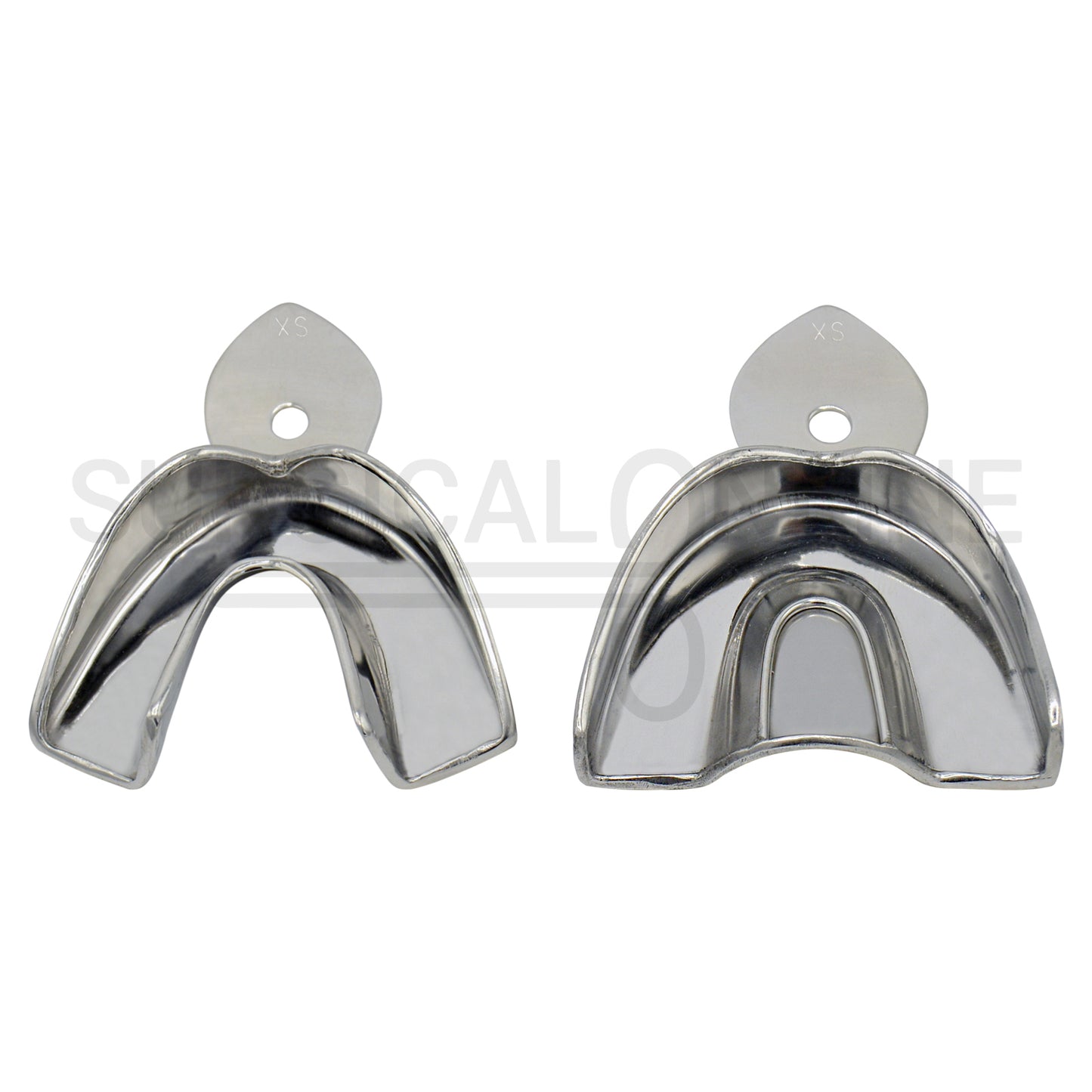 2 Dental Metal Impression Trays XS Upper Lower - Solid