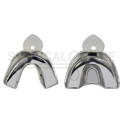 2 Dental Metal Impression Trays XS Upper Lower - Solid