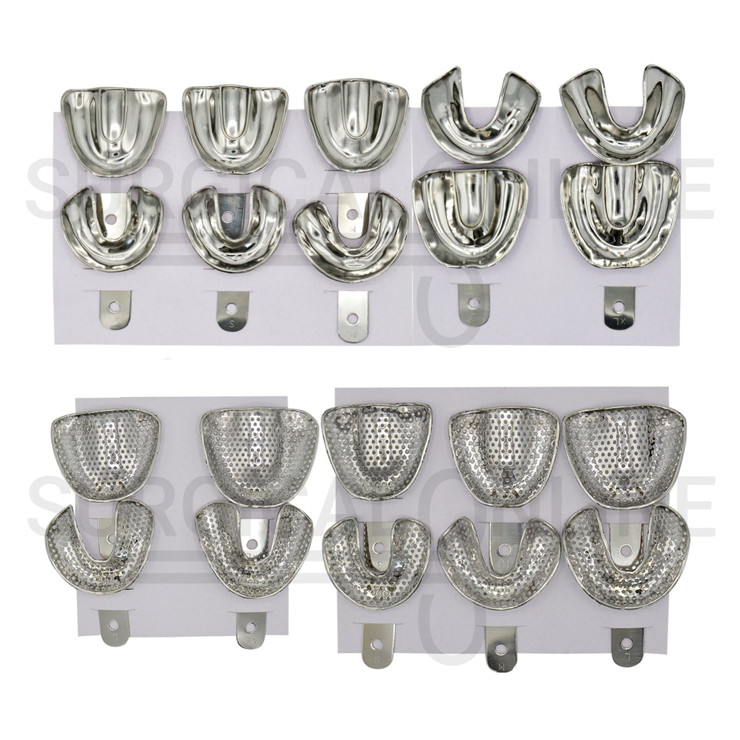 20 Edentulous Dental Impression Tray Set Solid & Perforatted