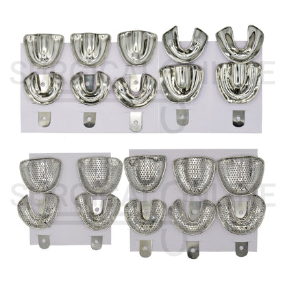 20 Edentulous Dental Impression Tray Set Solid & Perforatted