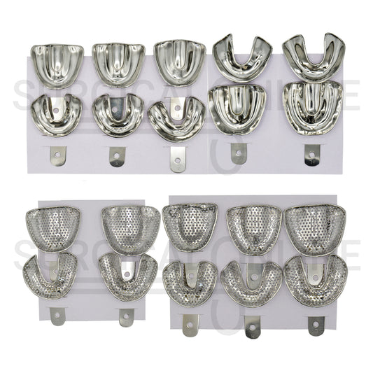 20 Edentulous Dental Impression Tray Set Solid & Perforatted