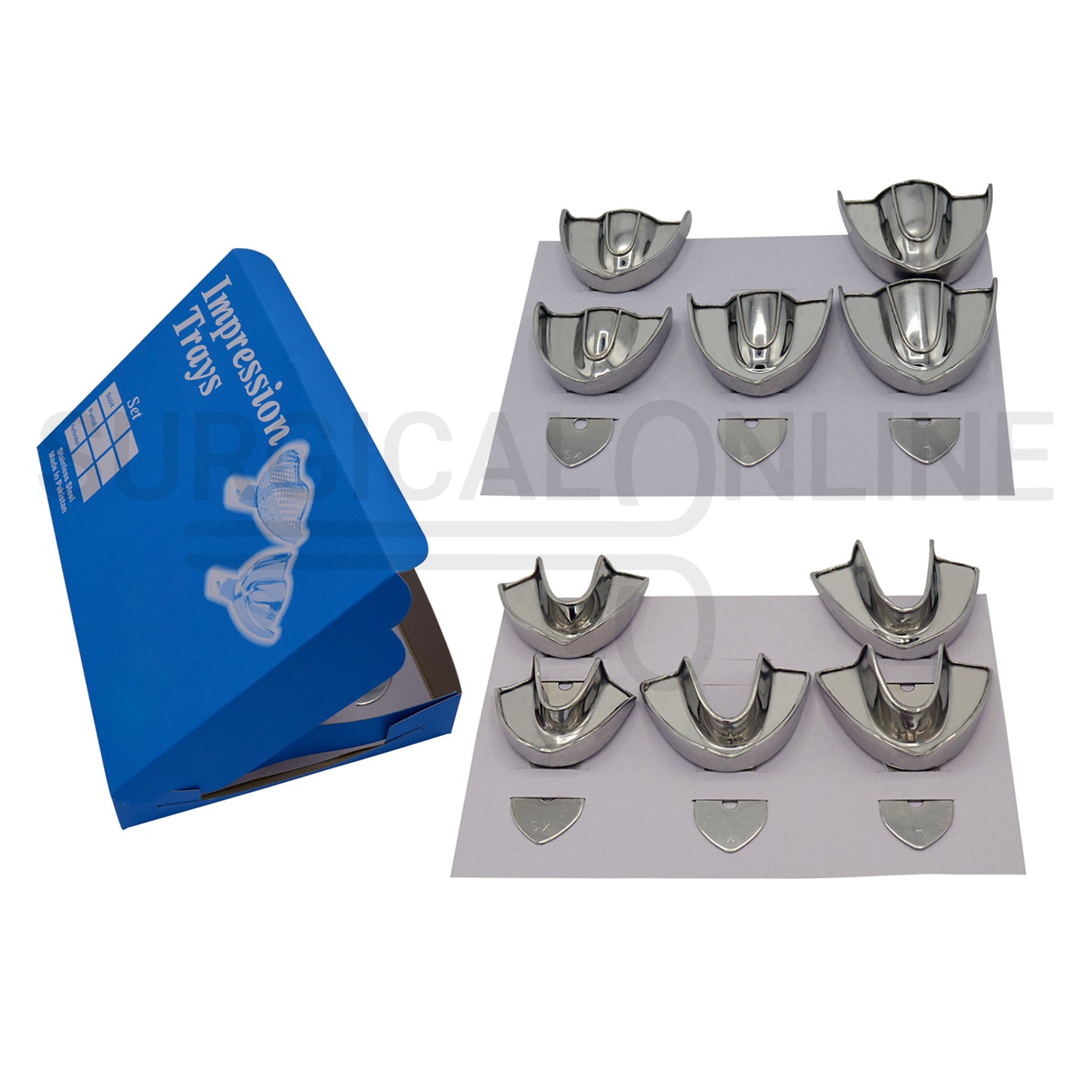 20 Metal Impression Trays Set Solid & Perforated