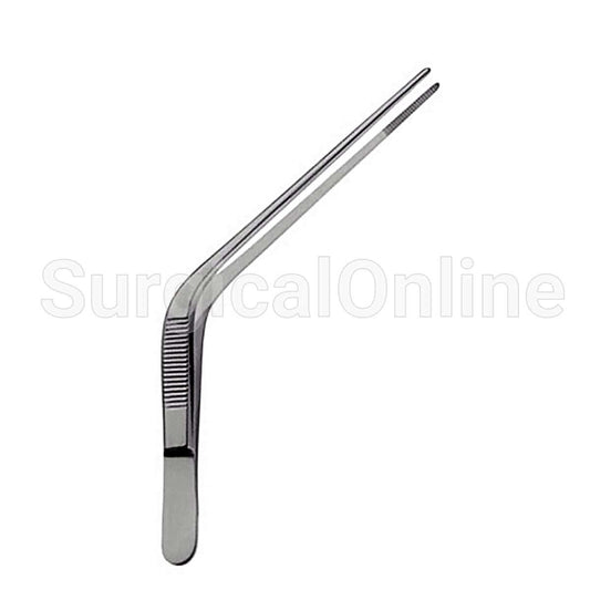 Adson Bayonet Dressing Forceps, 8.25" (21 cm), Serrated Tips